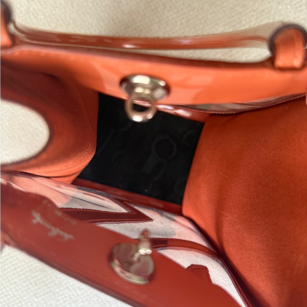 Salvatore Ferragamo Orange Statement Leather Tote Bag - Picture 9 of 11